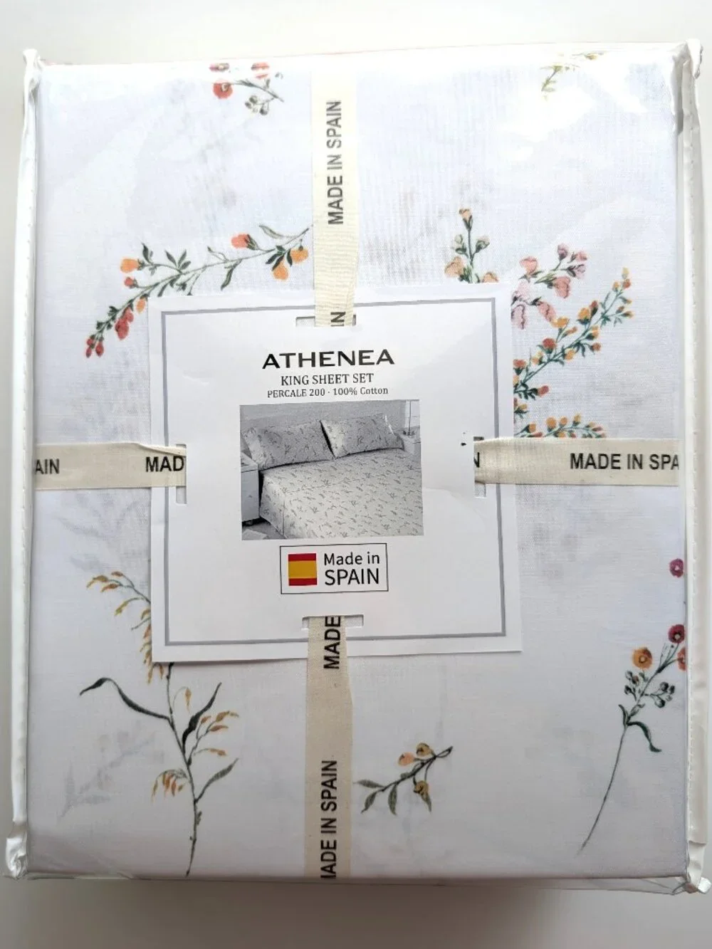 Made in Spain Athenea Bamira 100% Cotton Percale King Sheet Set